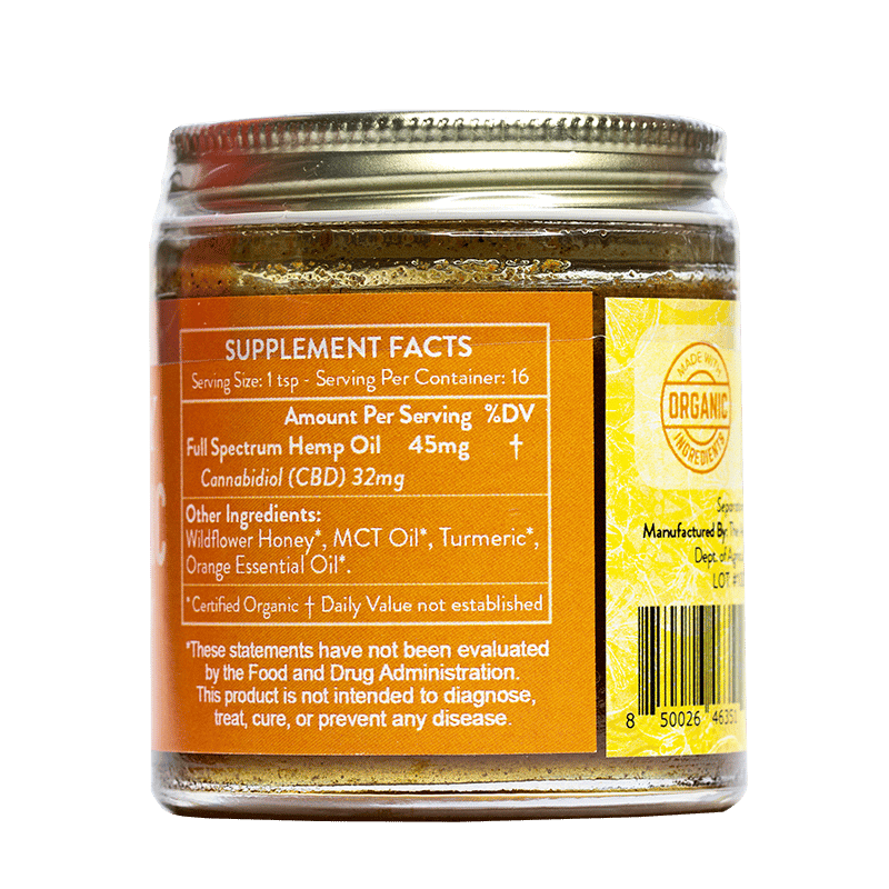 CBD Honey + Orange and Turmeric 250MG-500MG