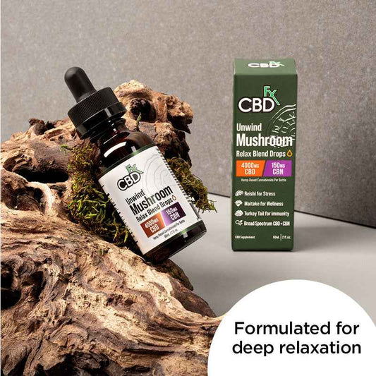 Tintura Unwind CBD + CBN + Hongos Broad Spectrum (1,000-2,000 mg)