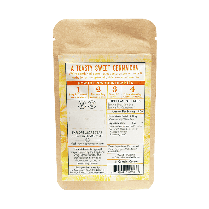 Té de CBD Coconut Genmaicha | 60/180 mg