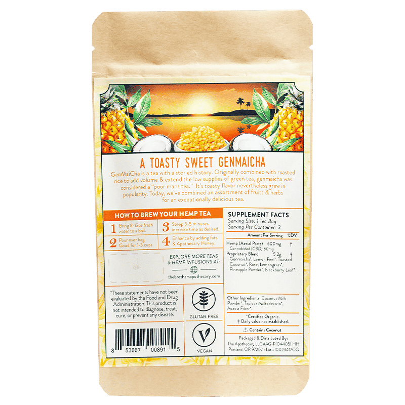 Té de CBD Coconut Genmaicha | 60/180 mg