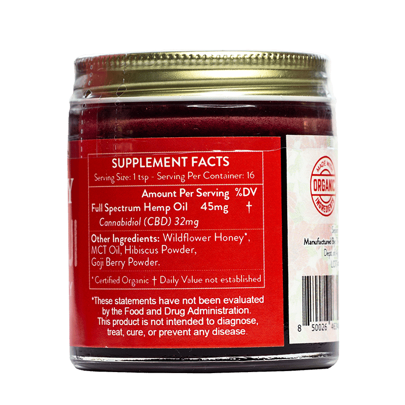 Miel de CBD + Hibisco y Bayas de Goji 250MG-500MG