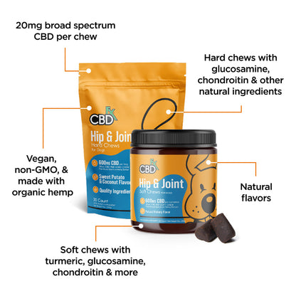 Biscoitos de CBD para quadril e articulações de cães 600mg