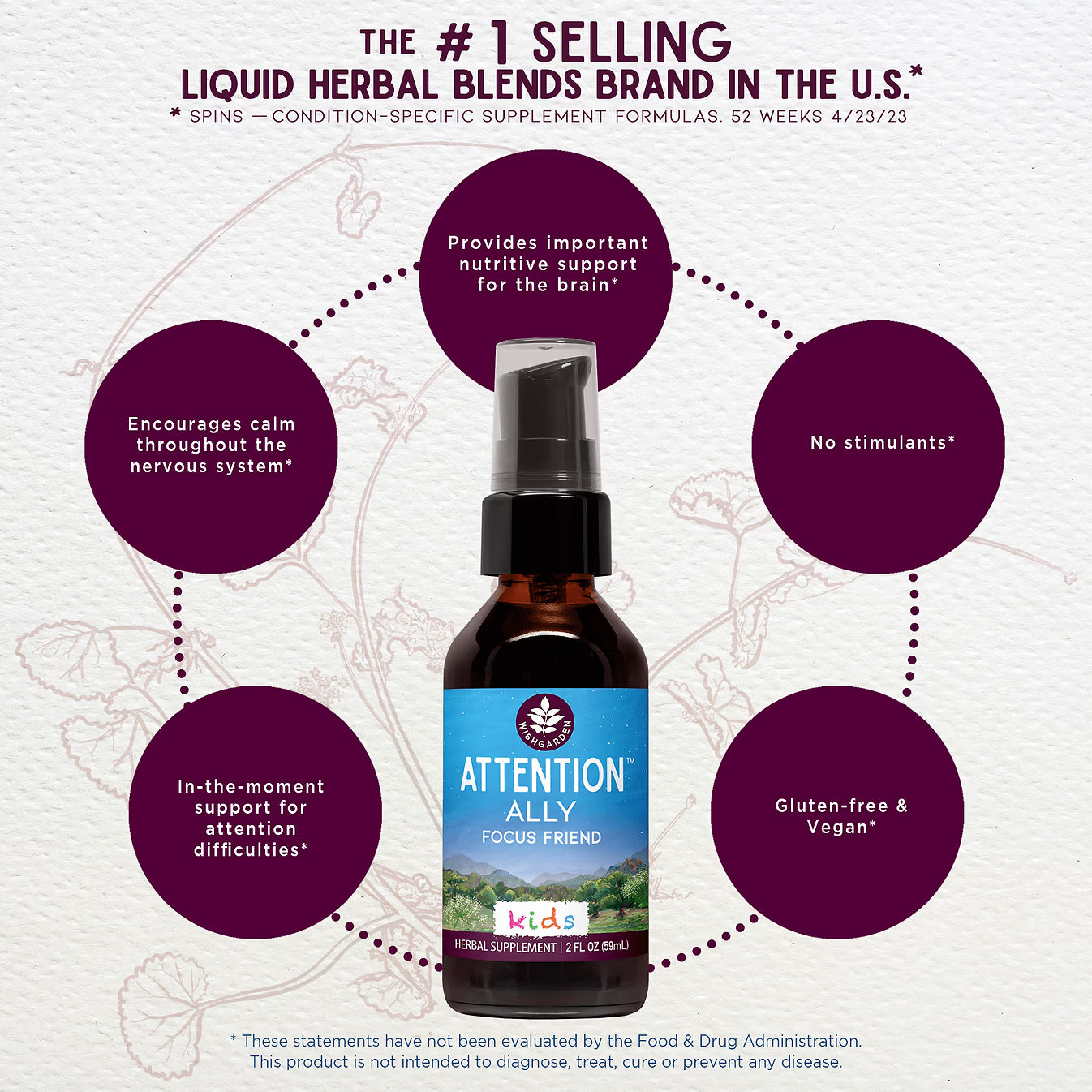 Tintura Herbal Attention Ally, Focus Friend para niños 2 oz