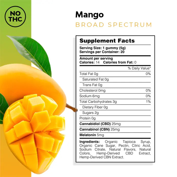 Gomitas de CBD + CBN + Melatonina Sleep Mango 1,000MG