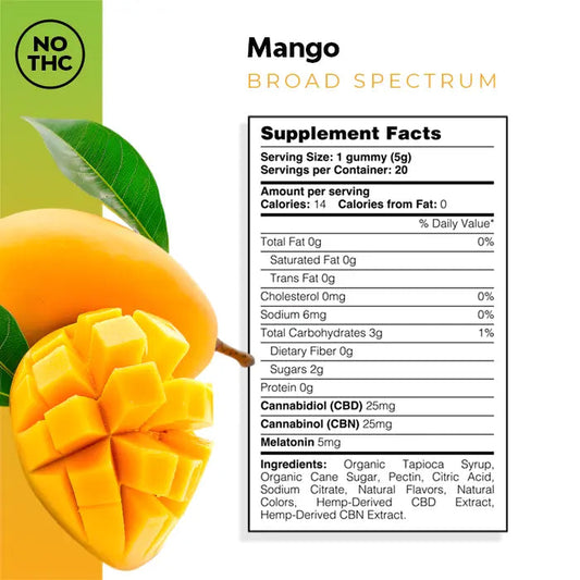 Gomitas de CBD + CBN + Melatonina Sleep Mango 1,000MG