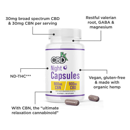 Cápsulas Night CBD + CBN 1,800MG Broad Spectrum
