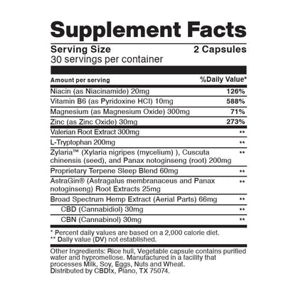 Cápsulas Night CBD + CBN 1,800MG Broad Spectrum