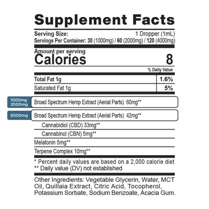 Tintura Sleep CBD + CBN Broad Spectrum (1,000-2,000 mg)